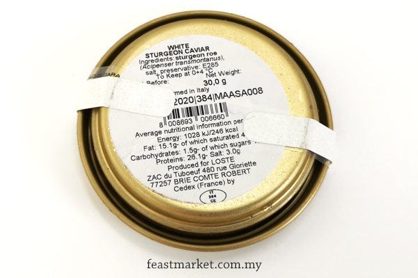 CAVIAR WHITE STURGEON ITALY | 30g | 18% OFF – Feast Market Malaysia